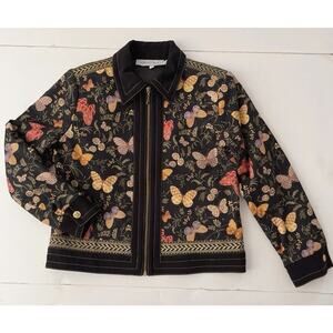 Howard Wolf Vintage Jacket Women 4 Black Butterfly Artsy Lightweight Zip Up